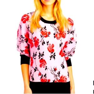 Tahari Black Rose Parade Pink Petal Sweater Size Medium